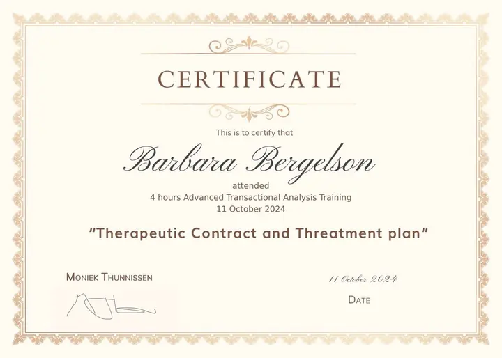 Therapeutic Contract and Treatment Plan - Advanced TA Training