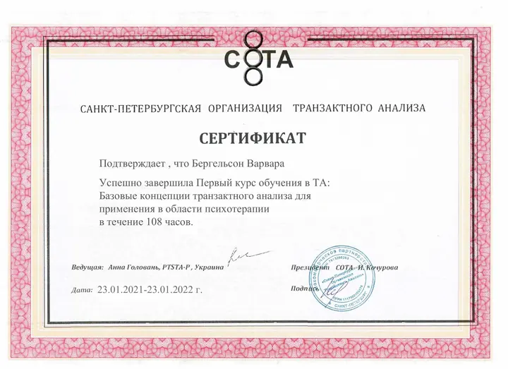 Первый курс обучения в ТА - СОТА